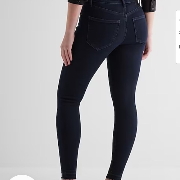 Express Denim - Express Mid Rise Dark Wash Raw Hem Skinny Jeans Sz 8 Women